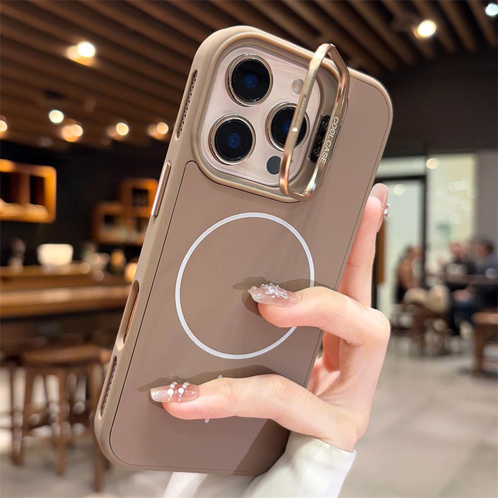 Flip Lens Stand For Matte Phone Case For For Iphone 17 16 1 14 13 12 11 Pro Max Air 16E 16Plus Wireless Charging Back Cover