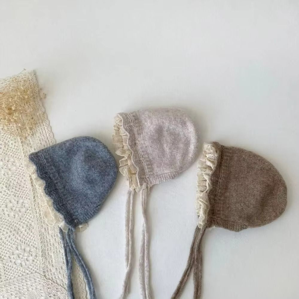Ear Protection Kids Warm Hat Soft Knitted Lace Cap Exquisite Warmer Beanie Cap  Winter