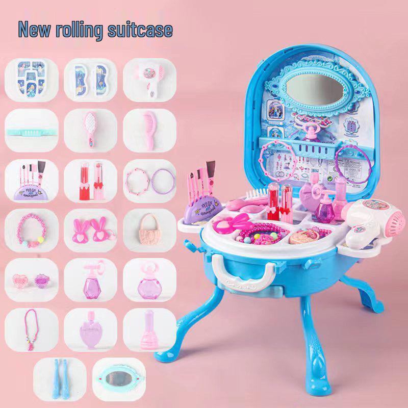 Frozen Princess Role Play Jewelry Set & Dressing Table Suitcase - Perfect Birthday Gift for Kids