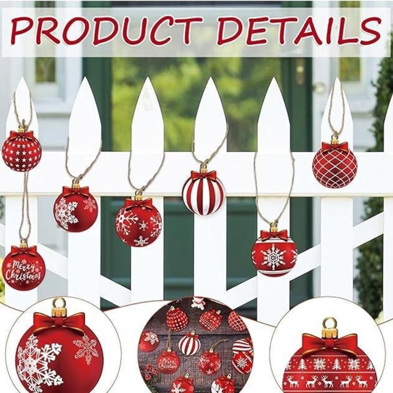 Packung mit 12 natürlichen Holz-Rotkugel-Weihnachtsbaumschmuck Hängedekoration für Baum Wand Feierparty Zubehör