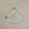 Round Shape Pearl Necklace Bowknot Collarbone Chain Simplicity Jewelry Accessories