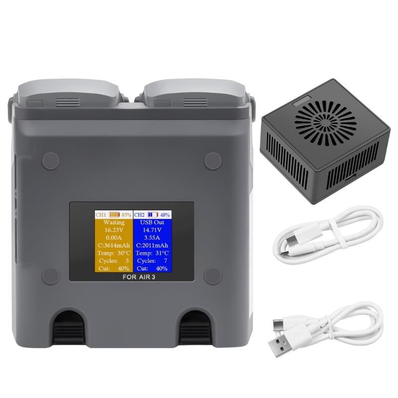 MultiFunction Two Way Drones Charging Station Charging Hubs with USB Port for Air 3 Drones Batteries with USB C Cable