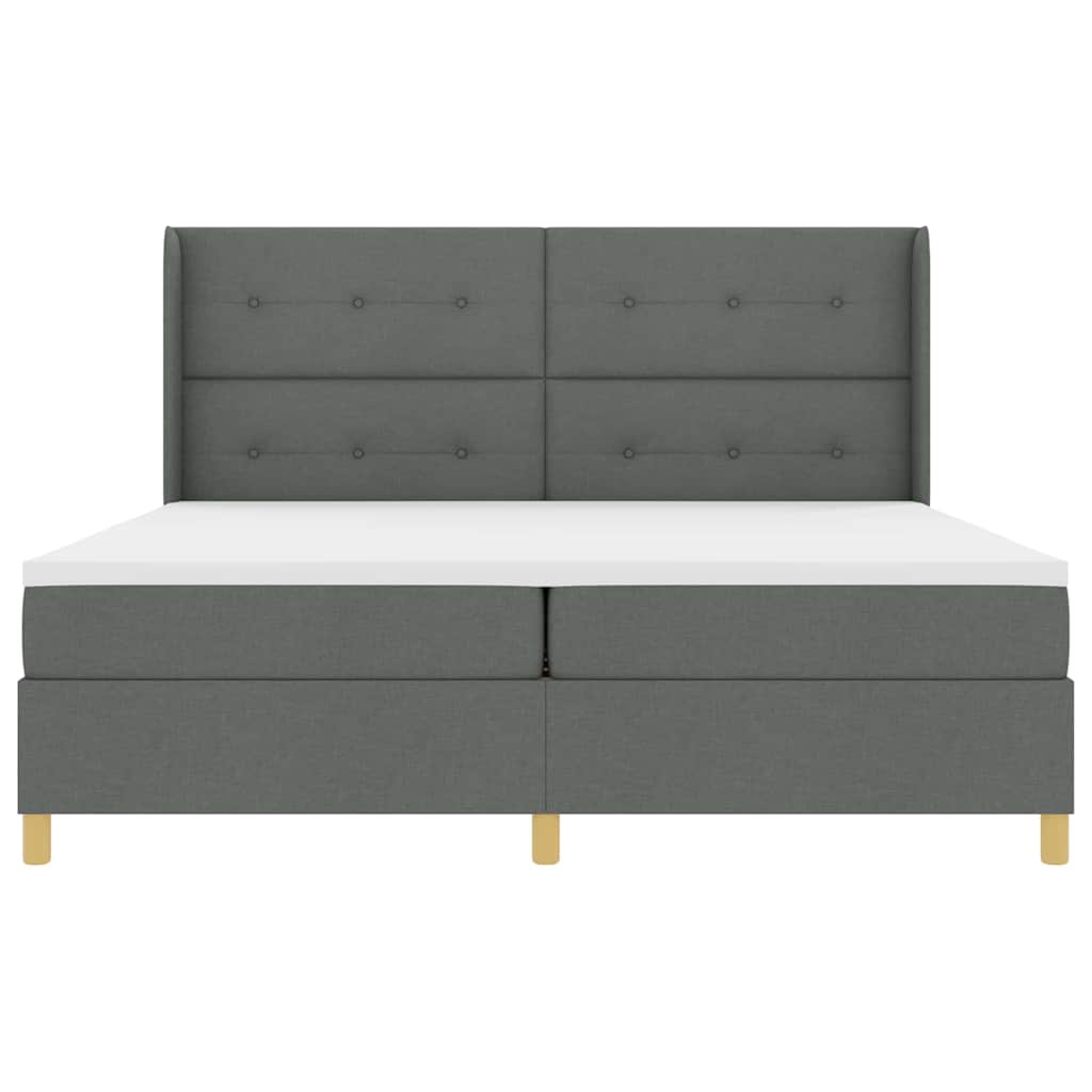 Boxspring Bed with Headboard Dark Grey 200 X 200 Cm Fabric