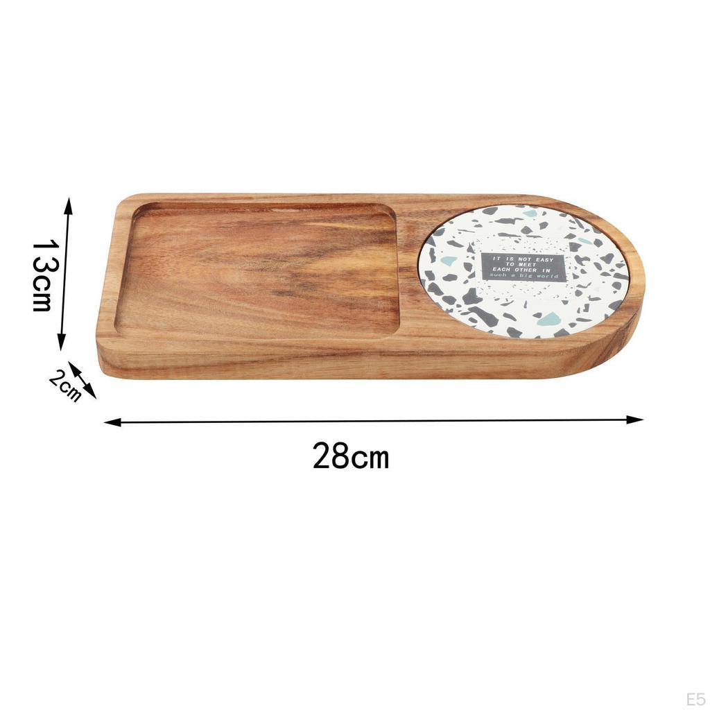 Elegant Wooden Tray Set with Ceramic Coasters for Dining