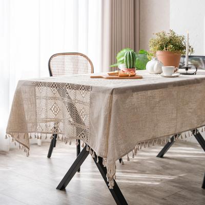 Table Cloth Plain Color Hollow Splicing Small Fresh Dining Table Cloth Restaurant Tablecloth