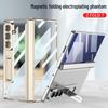 Samsung Z Fold7 Luxury Transparent Electroplated Case with Hinge Bracket & Film