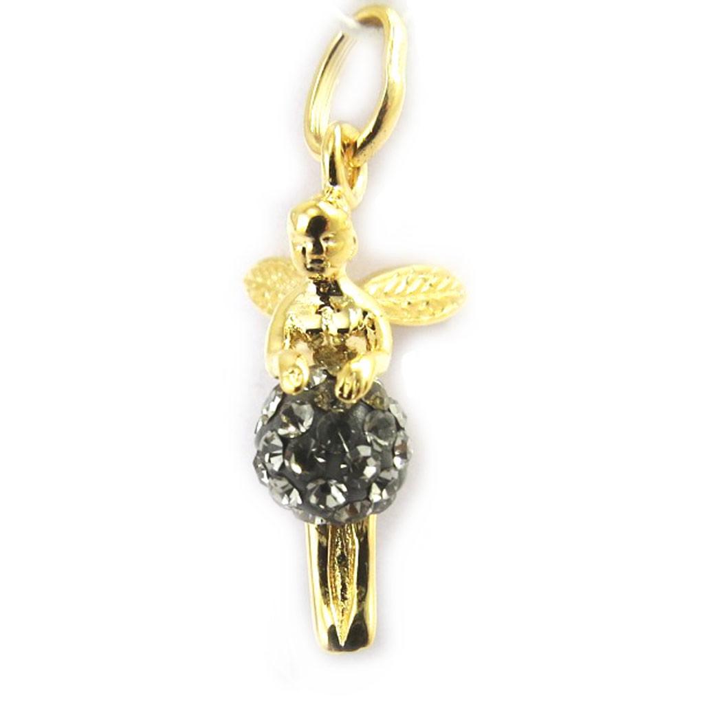 Les Trésors De Lily [L9755] - Gold Plated Pendant 'Tinkerbell' Grey (crystal) - 16x17 Mm