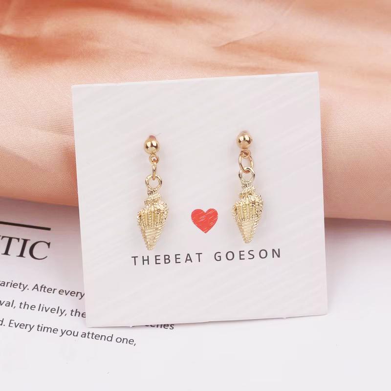 

Gold Color Dangle Earrings Small Shell Shape Pendants Drop Earrings for Women Mini Conch Earrings boucle oreille femme