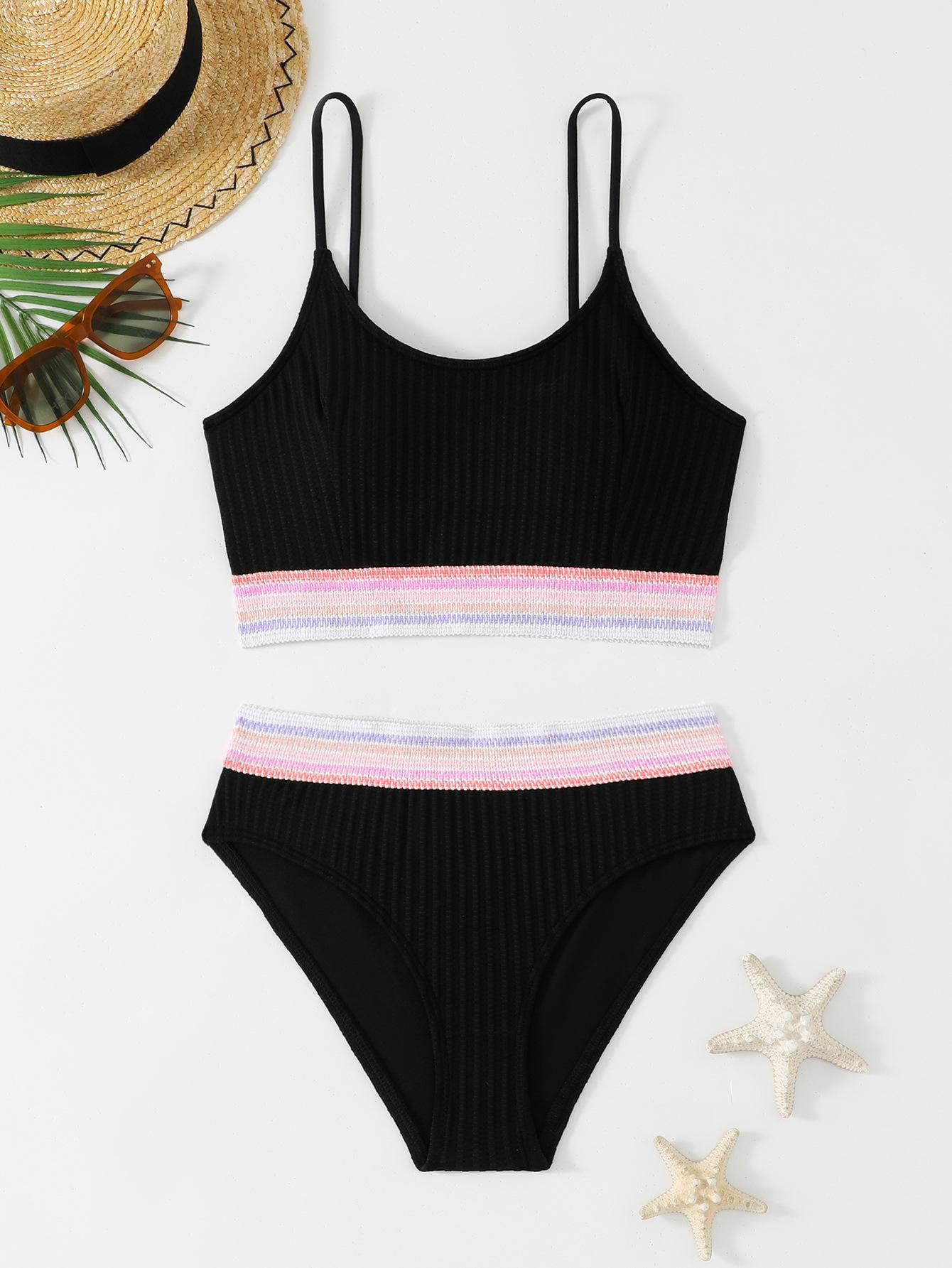 Женский купальник 2026 с высокой талией и разрезом - Сексуальное, Консервативное бикини Large чёрный