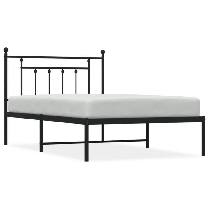 VidaXL Cadre de lit métal avec tête de lit noir 107x203 cm 353533