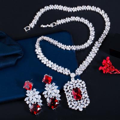 Bridal Zircon Necklace Earrings Set Chain Wedding Reception Dinner Party Jewelry Set Multi-Color Optional