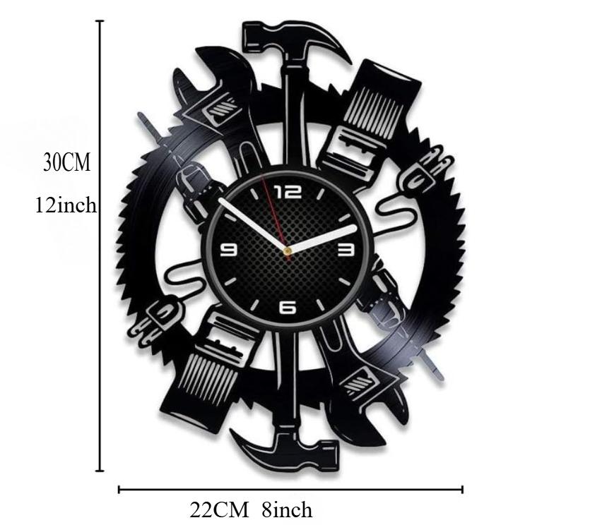 

Mechanical Tool Art Vinyl Record Wall Clock Car Repair Garage Decoration Wall Clock Repair Tool Shape Repairer Gift Wall Watch