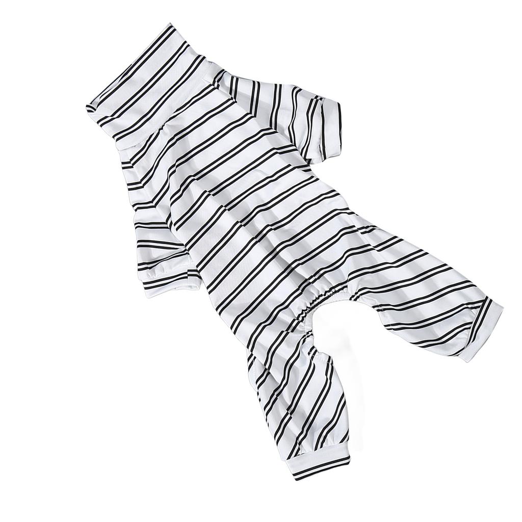 Striped Dog Pajamas Fashionable Cute Summer Thin 4 Legged High Collar Dog Jumpsuit for Indoor Outdoor