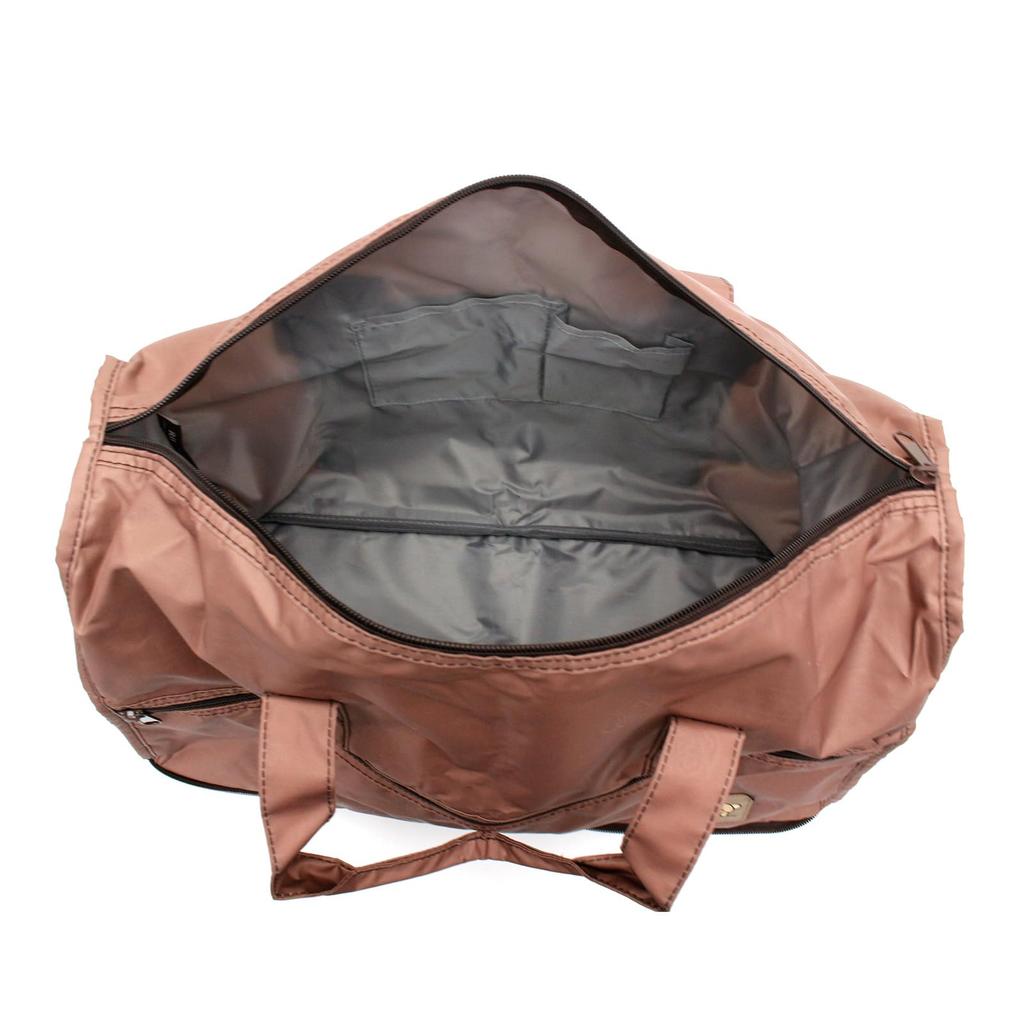 Foldable Boston Bag TRC0402 RK37 New Basic 2 Brown [Travel Collection] (Medium) Carry-On Compatible,