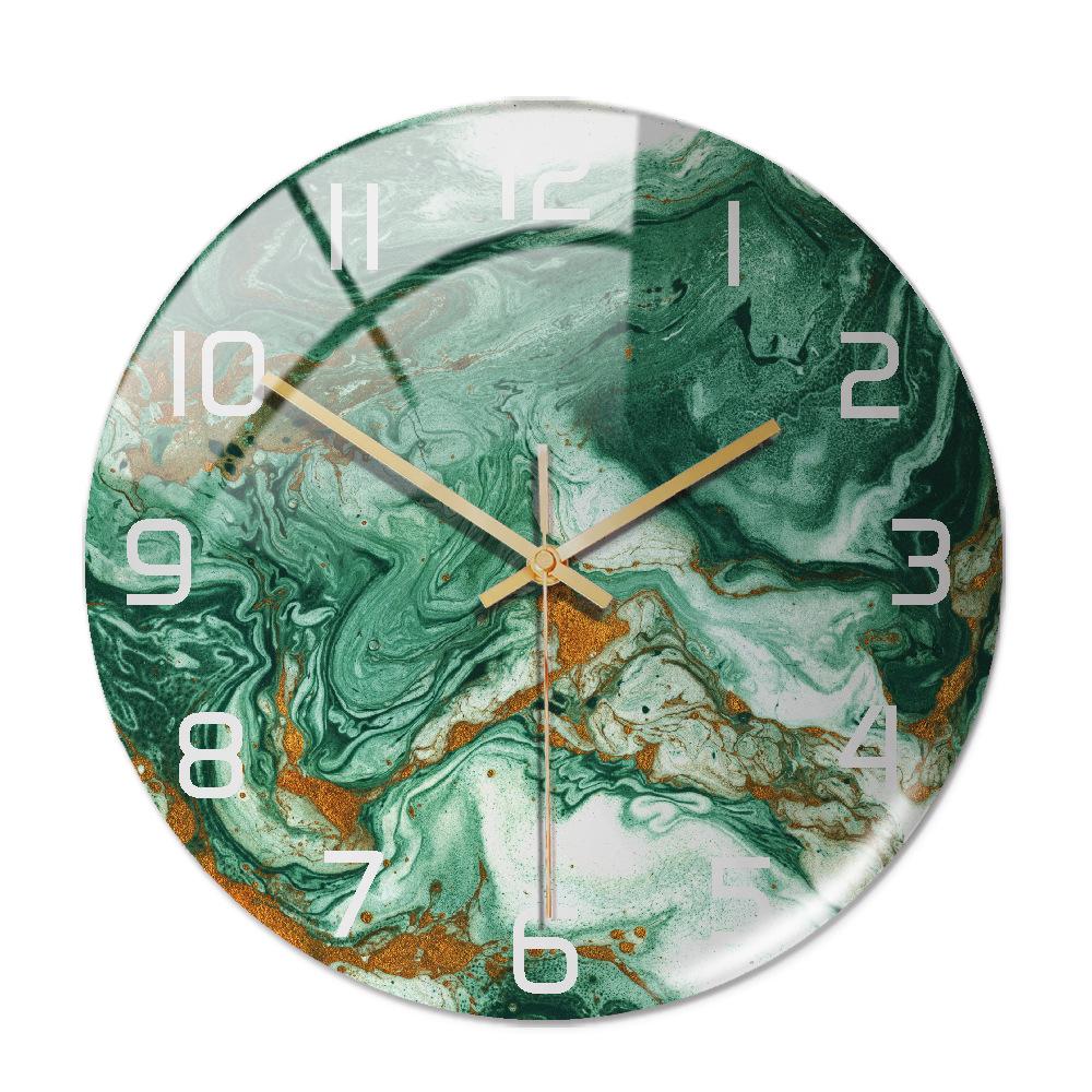 CC127-142 Luxurious Round Marble Wall Clock, 3D Creative Acrylic Design for Home Decor