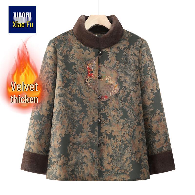 

Elderly Women s Warm Plush Lined Winter Cotton Jacket 3XL