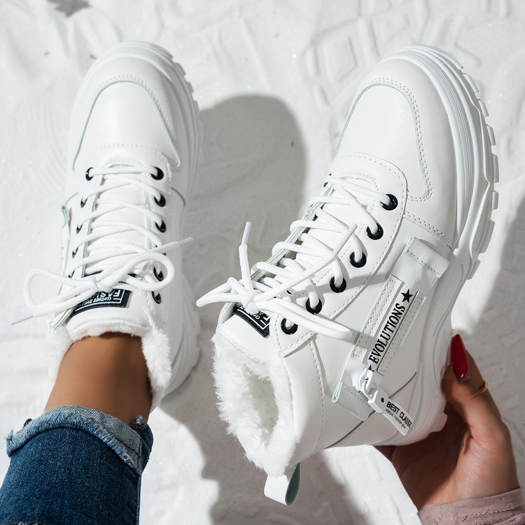 Fashion Women Boots Winter Snow Boots For Women Casual High-top Shoes Warm Fur Womens Sneakers Platform Ankle Boots White Ladies Shoes
