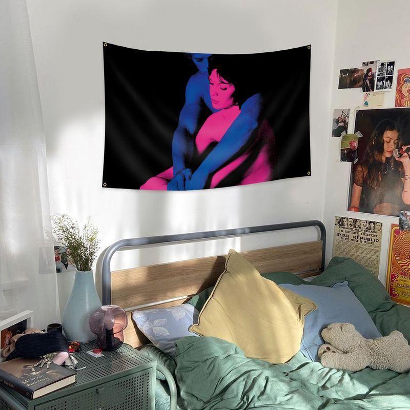 Neon Couple Art Wall Tapestry, Living Room Bedroom Bar Wall Hanging, Aesthetic Polyester Fiber Home Decor