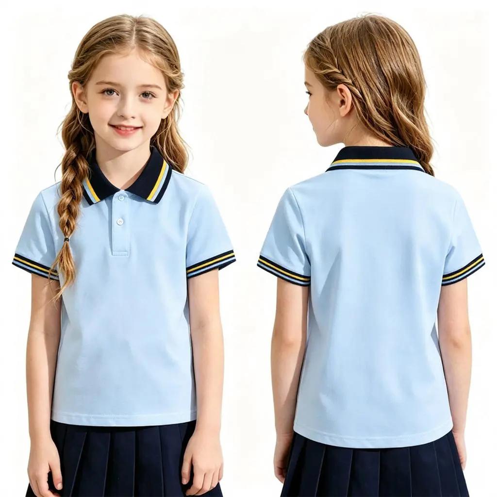 Kids Quick-Dry Shirt Short Sleeve for School Uniform Daily Wear