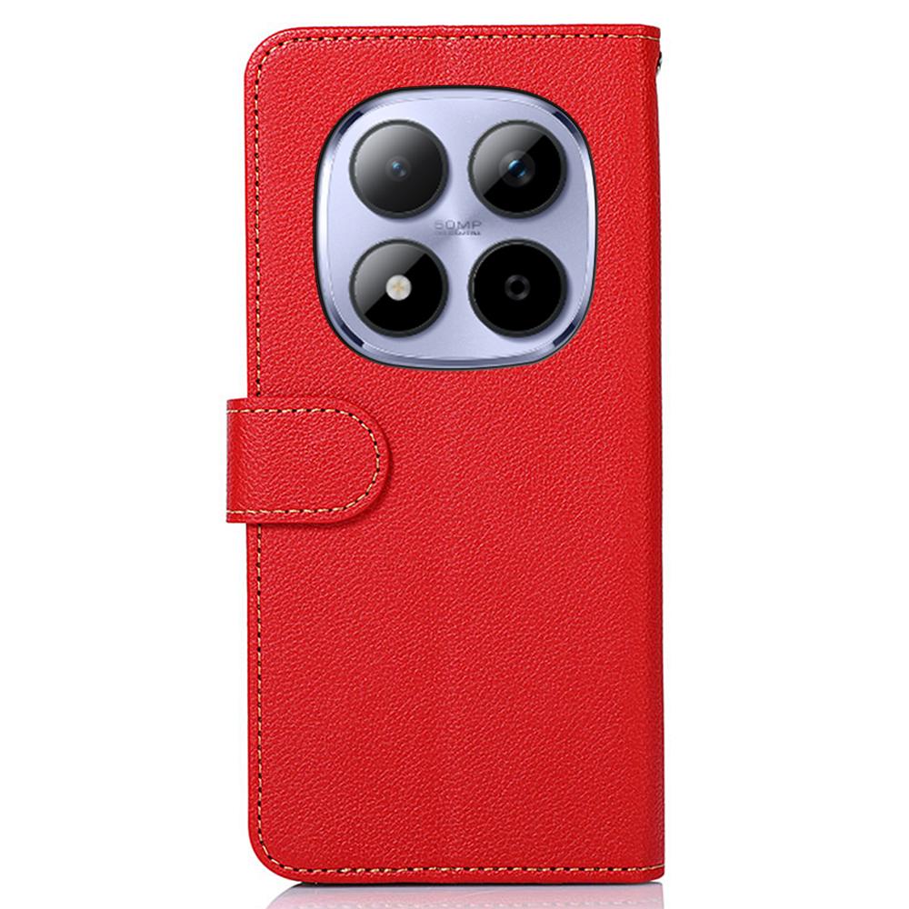 KHAZNEH For Xiaomi Poco M8 Pro 5G/Redmi Note 15 Pro+ 5G (Global) Case RFID Blocking Wallet Litchi Texture PU Leather Phone Cover with Strap