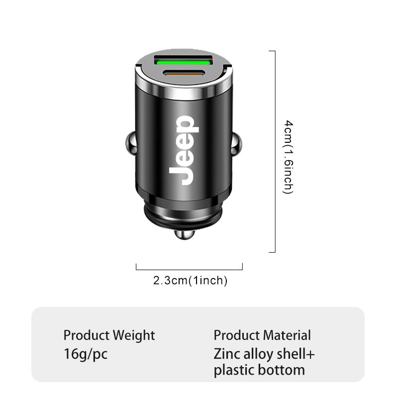 Car Logo USB Auto Super Fast Charging Phone Charge Charger For Jeep Cherokee Wrangler JK Gladiator Compass Renegade Patriot AJP1
