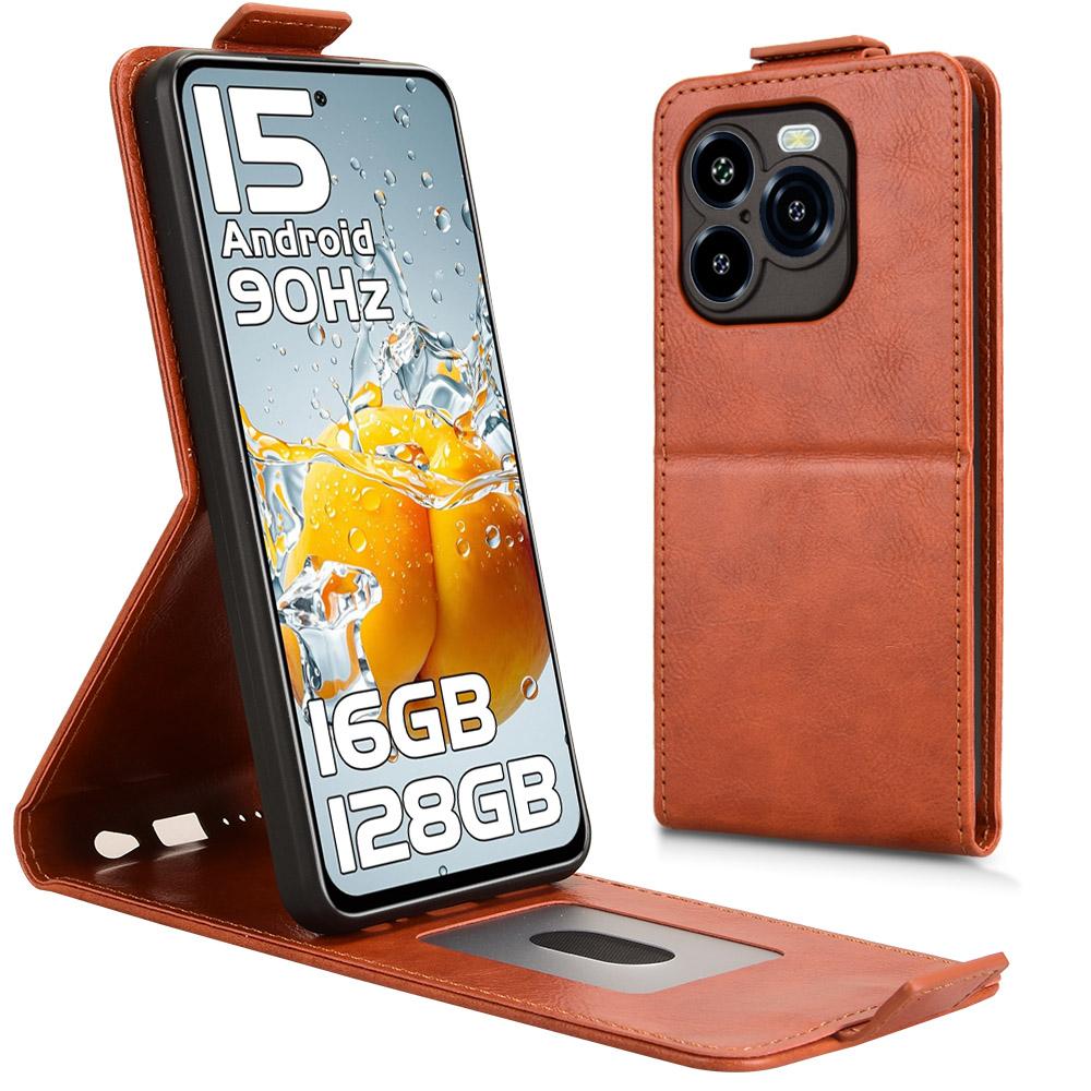 

For Oukitel C65 Pro/C65 Stand Case Magnetic Clasp Vertical Flip Leather Phone Cover with Card Holder Orange