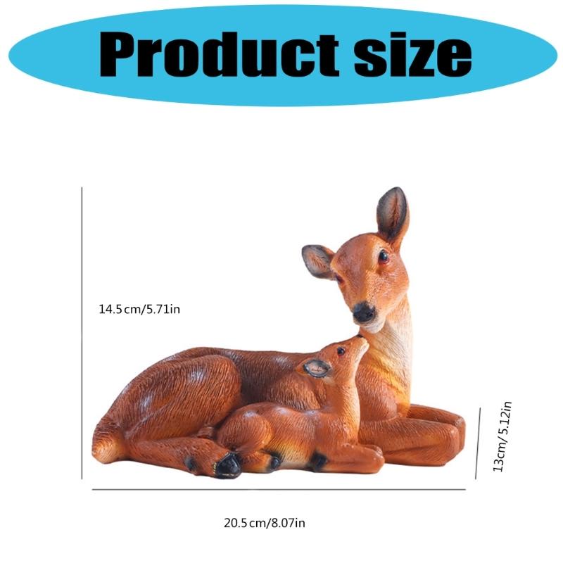 Mother and Baby Deer Resins Miniature Figurine Garden Yard Ornament Realistic Detail for Home Decors and Party Supplies