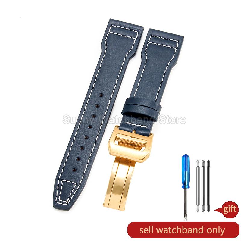 Coffee Black 20 21 22mm for IWC Portofino Le Petit Prince Portugieser Cowhide Watch Band Special Interface Needle Buckle Durable