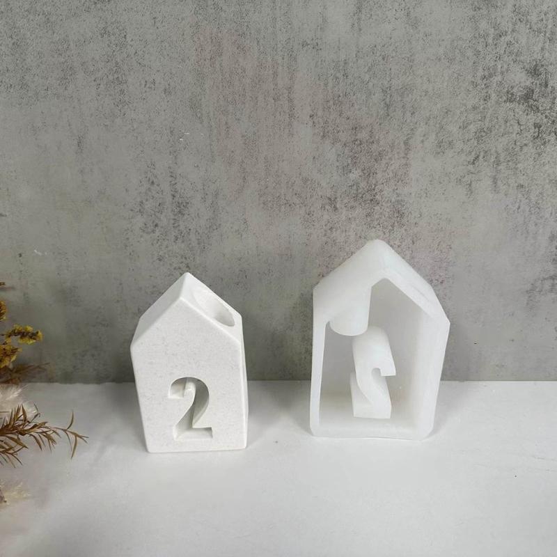 Hausförmige Halterformen, Haus Kerzenhalterformen für Kerzenhalter Gipsdekorationen Weihnachtsgeschenk X3UC