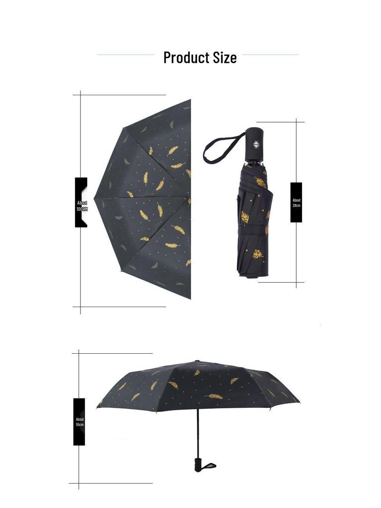 Damen Automatischer Dreifach-Federschirm: Leichtgewichtiger, kreativer Sonnenschutz & Regenschutz