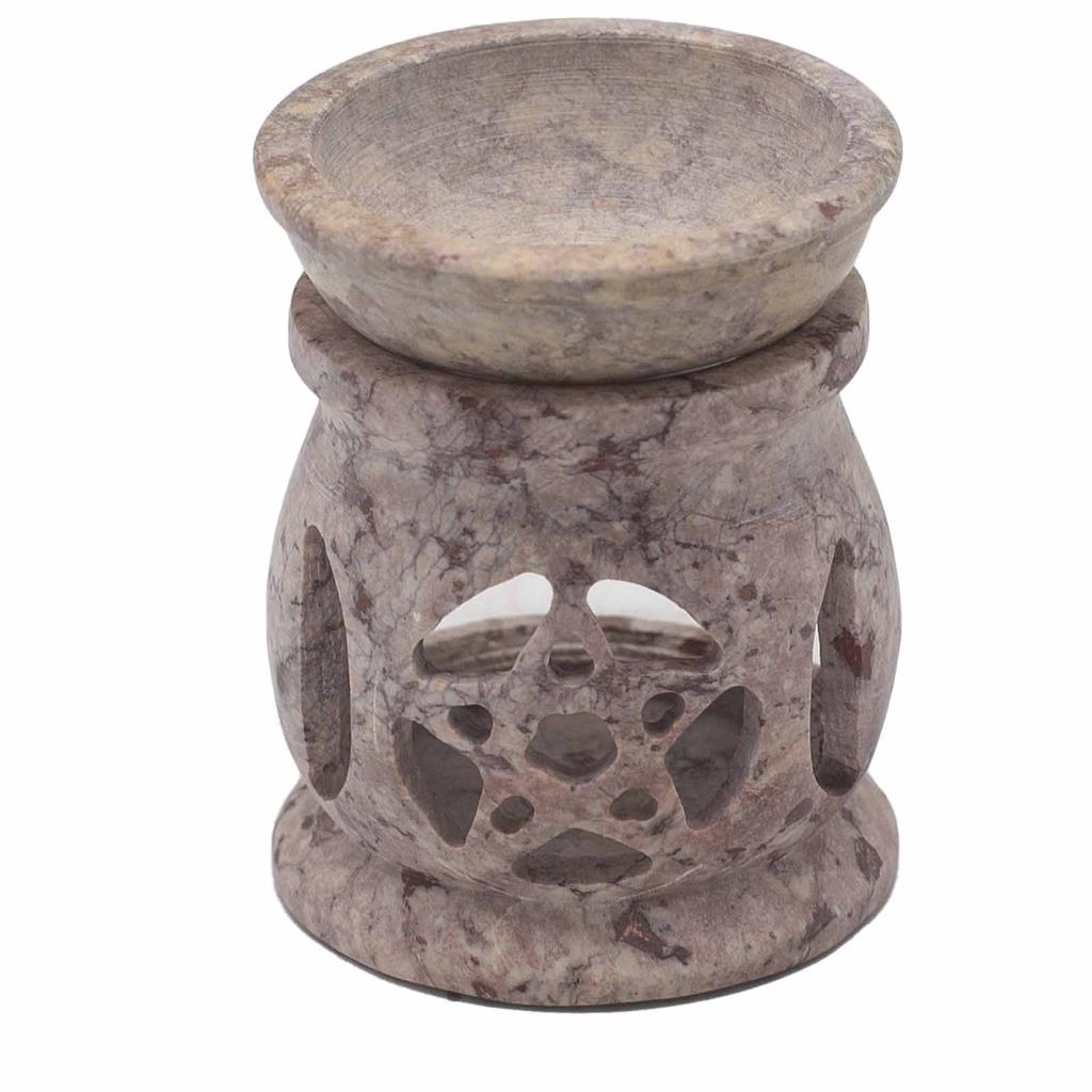 Soapstone Oil Burner 8cm Three Moon Pentagon