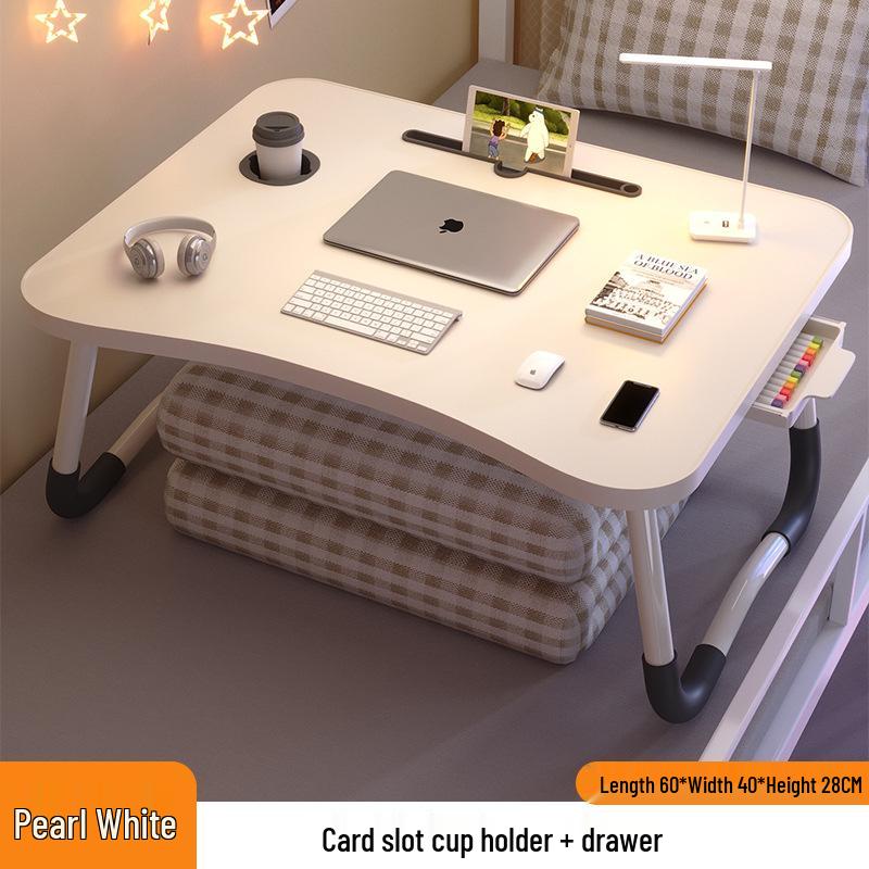 Folding Bedside Desk/Table for Laptop & Study - Bay Window, Bedroom, or Pit Use with Large Brackets