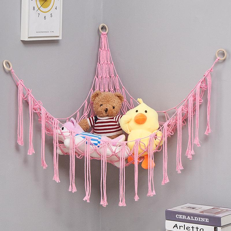 Kinderpoppen opbergnet Muppet hangmat Prinseskleur geweven Organizer