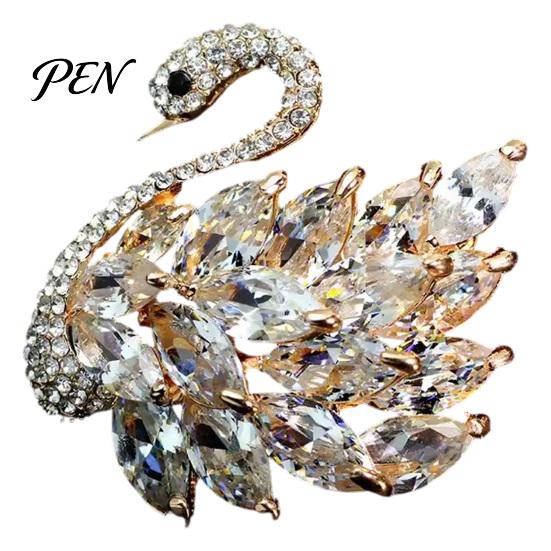 Sparkling Swan Brooch for Women, Rhinestone Decorative Lapel Shape Pin, Animal Shaped Jewelry Suits Coats Sweaters Sweater Decoration