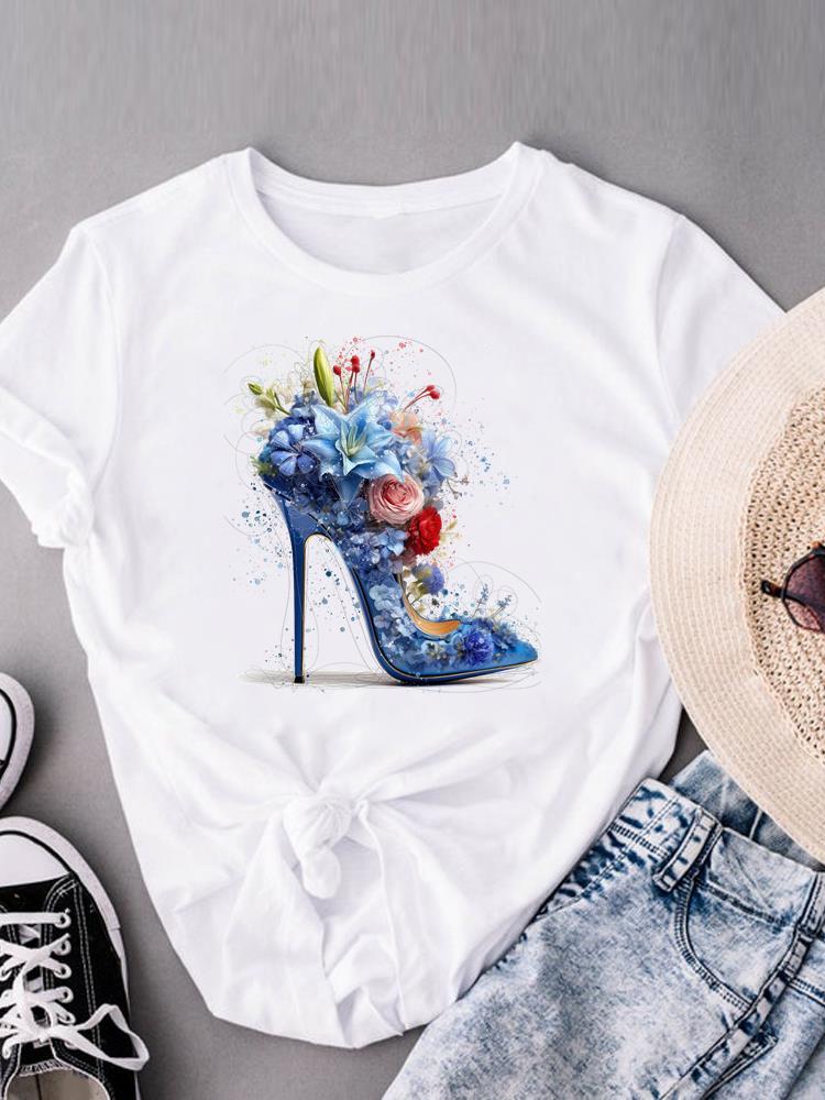 (Asian Size) Sweet Lovely Cute 90s Print Short Sleeve T-shirts Fashion O-neck Female Casual Women's Top T Clothing  Graphic Tee