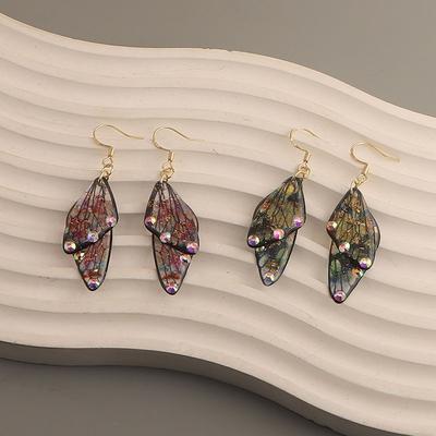 Explosive with Diamond Cicada Wings Gradual Change Butterfly Wings Earrings Resin Simulation Butterfly Stud Earrings Earrings
