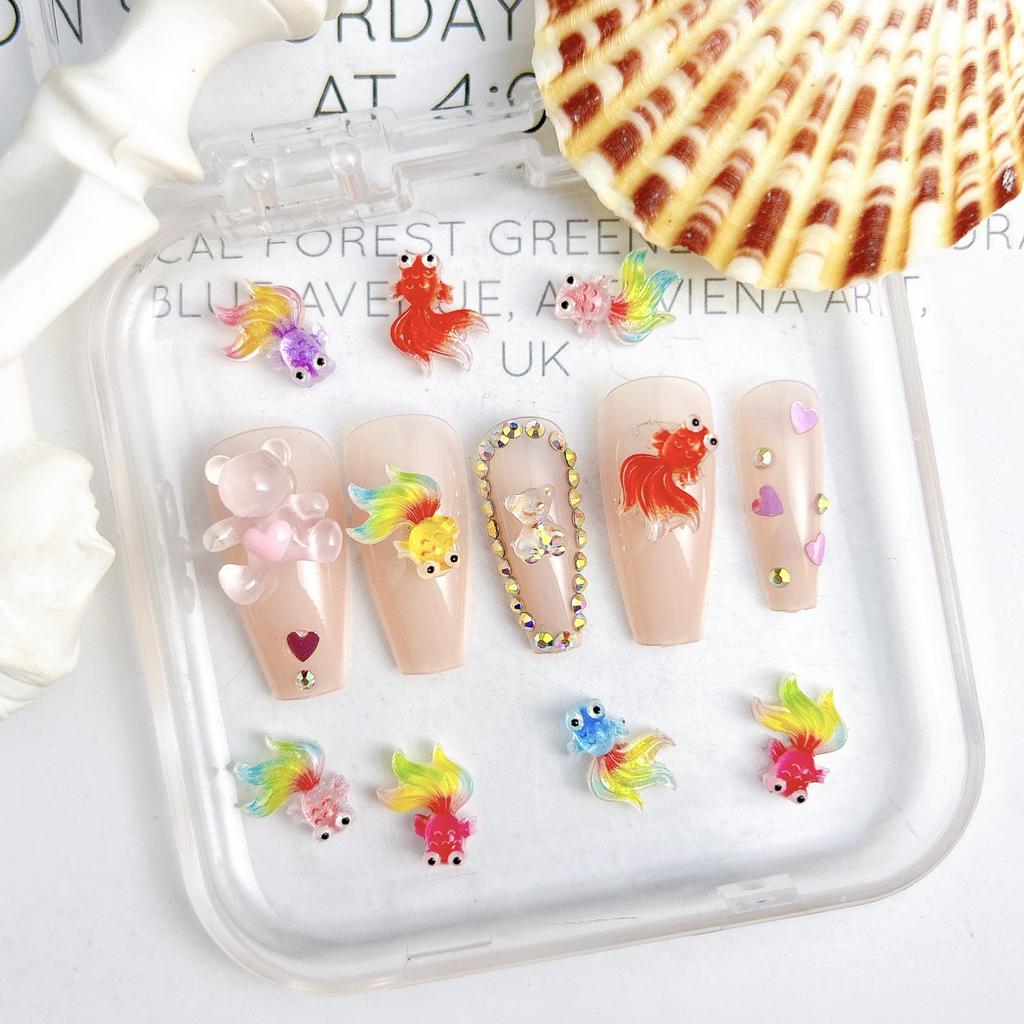 New Gradient Goldfish Nail Art Accessories Lucky Koi Fish Wearable Nail Art DIY Handmade Accessories