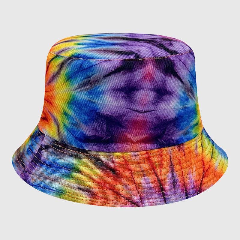 Neutral Summer Tie Dye Printed Fisherman Hat Outdoor Breathable Hat Sunshade