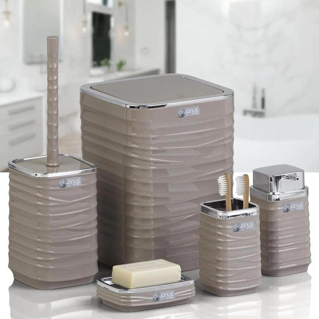 Luna Chrome Square 5-Piece Bathroom Set - 4 Different Color Options