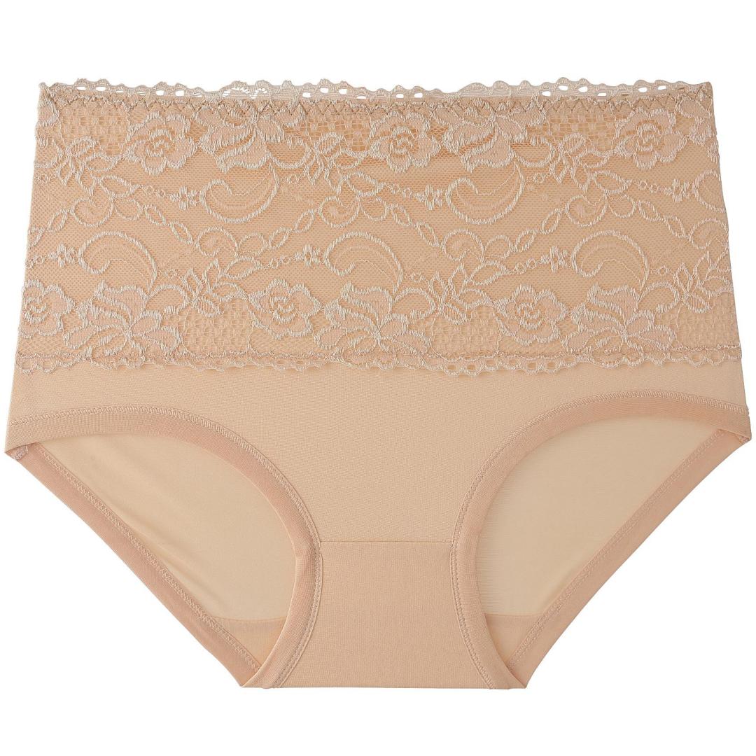 

Женские трусики с высокой талией, кружевные женские трусики большого размера, однотонные треугольные брюки с высокой талией, нижнее белье, трусы XL телесный