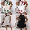 Plant Floral Summer Sleeveless Backless Tie Dress For Vacation And Beach