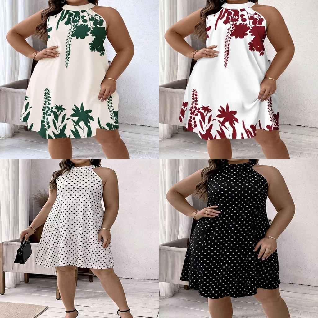 Plant Floral Summer Sleeveless Backless Tie Dress For Vacation And Beach