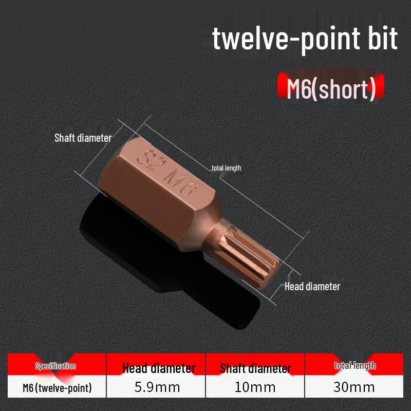 Hexagonal T30 Internal 6-Spline, 12-Point Star Key Socket M10 Tool, T40 Auto Repair.
