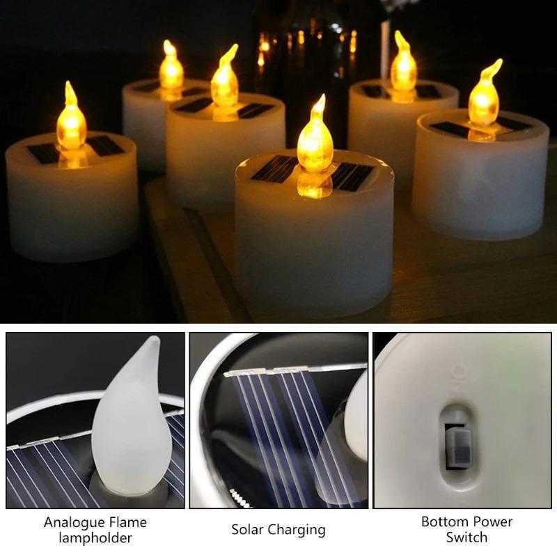 1/3/5pcs Christmas Solar Lights LED Candle Flameless Lamp Waterproof Solar Tea Light Rechargeable Garden Candle Lights for Party Home Decor