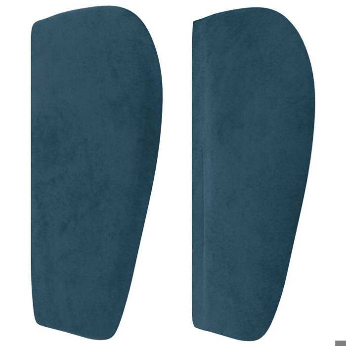 Tête de lit - Avec oreilles (classique) - Velours bleu foncé - Pieds bois massif - 203 x 23 x 78/88 cm