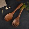 Heatproof Wooden Spoon And Fork Pair Nonslip Grip Utensils Cutlery Collection For Healthy Meal Preparation