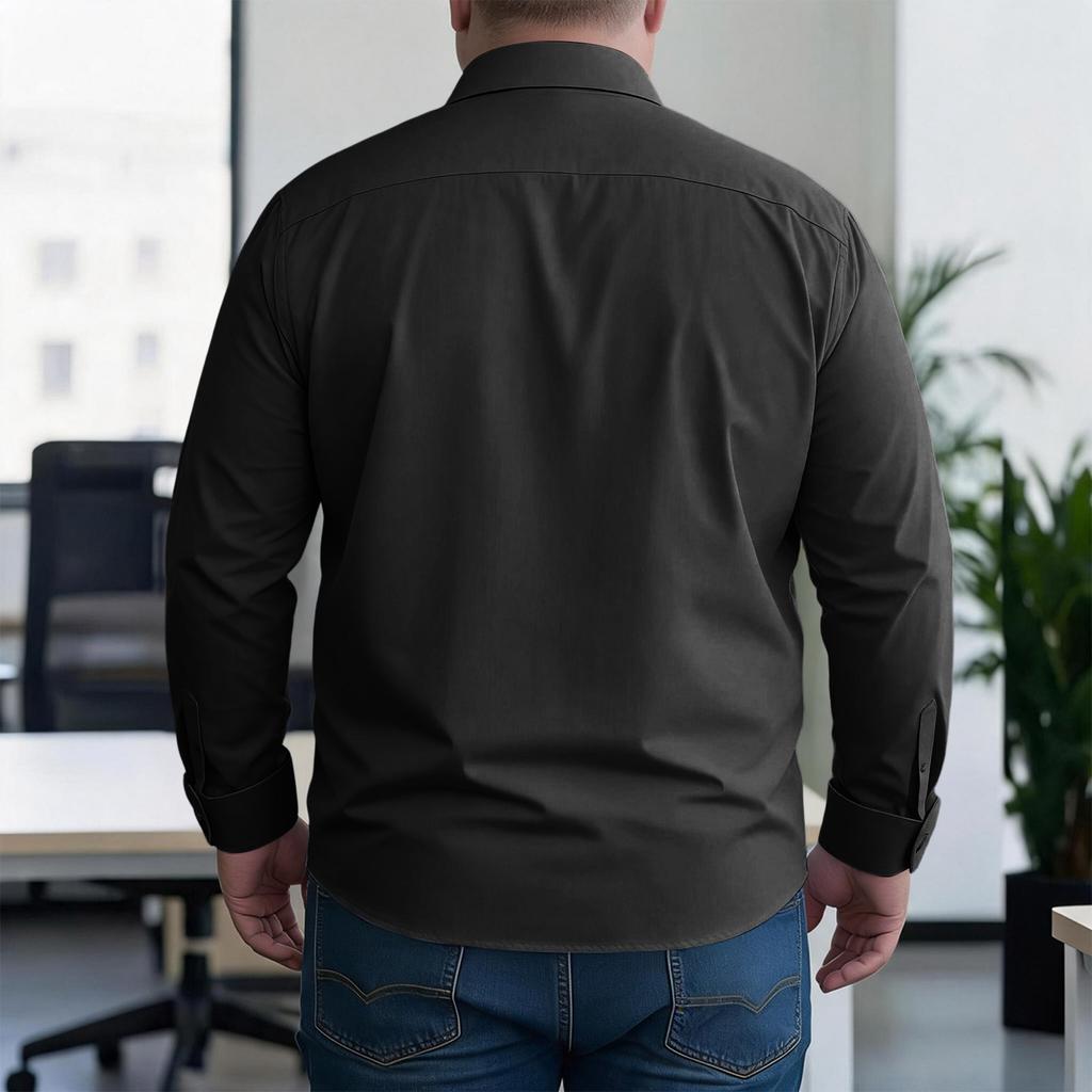 Men's Big and Tall Loose Fit Casual Button Down Shirt Long Sleeve Lightweight Business Dress Shirt