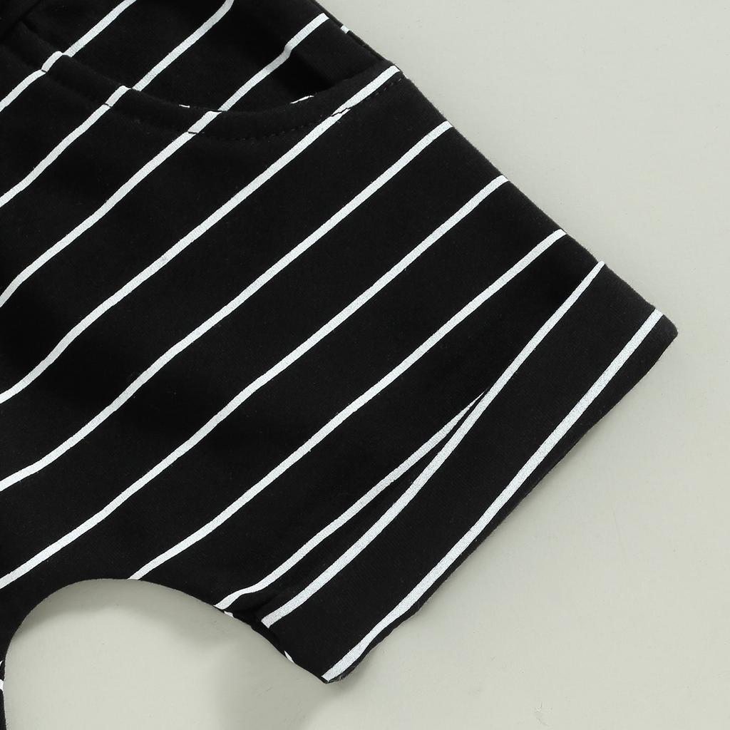 Ensemble 2 pièces pour bébé garçon, débardeur sans manches à poches et short rayé à poches