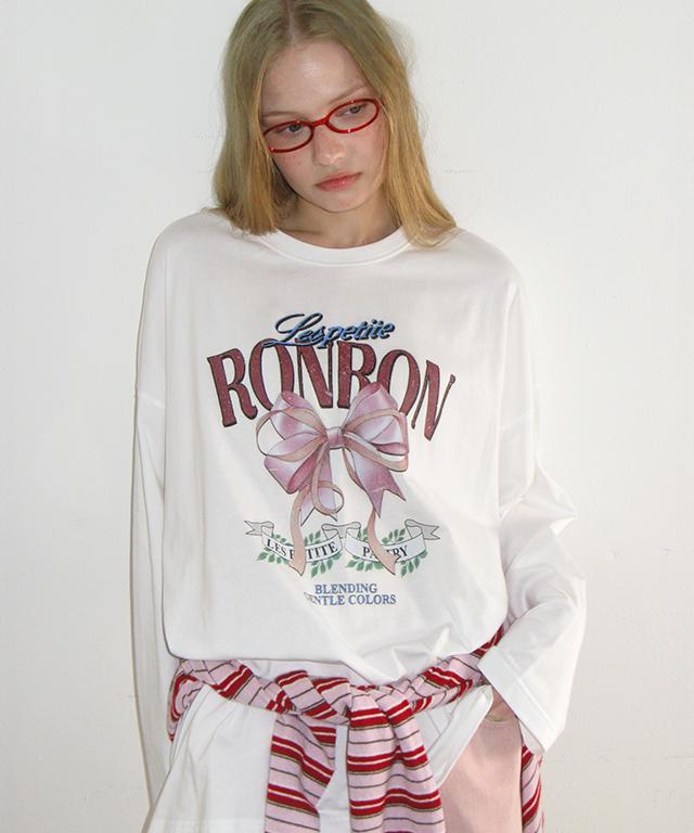 RONRON Vintage Double Ribbon Long Sleeve White