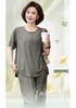 Stylish Summer Plus Size Round Neck Top & Nine-Point Pants Set for Middle-Aged Mothers